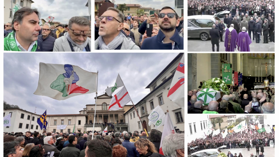 Funerali di Bossi: tanti dal Vco nella piazza gremita di bandiere (anche dell'Uopa)